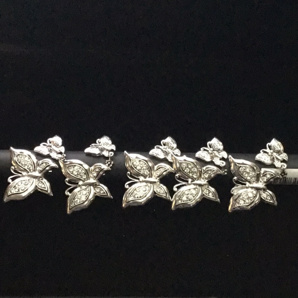 5 rings Bundle NWT Silver-tone Butterflies Adjustable Statement Rings